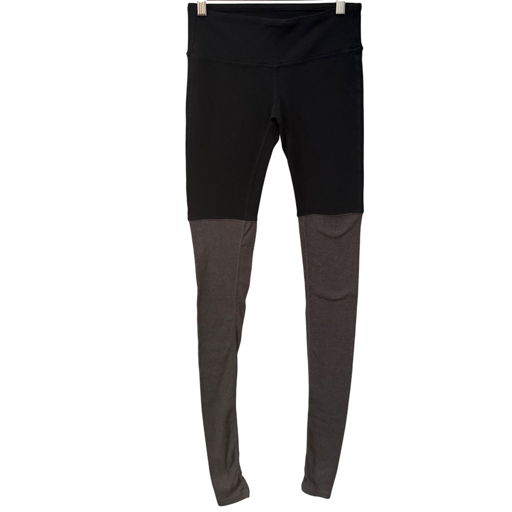 Alo Yoga Sz XS Goddess Ribbed Leggings Black Charcoal Heather Athleisure